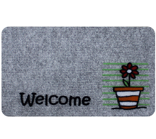 Otirač 40 x 60 Flock Četvrtasti sivi Flower pot