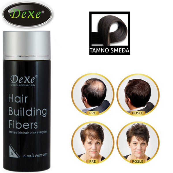 Preparat za proređenu kosu Dexe Hair Building Fibers 8g tamno smeđa