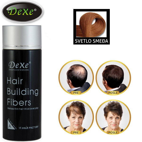 Preparat za proređenu kosu Dexe Hair Building Fibers 8g svetlo smeđa