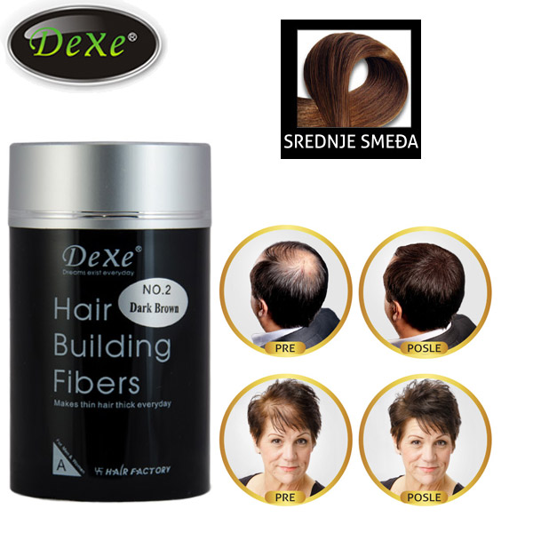 Preparat za proređenu kosu Dexe Hair Building Fibers 22g srednje smeđa