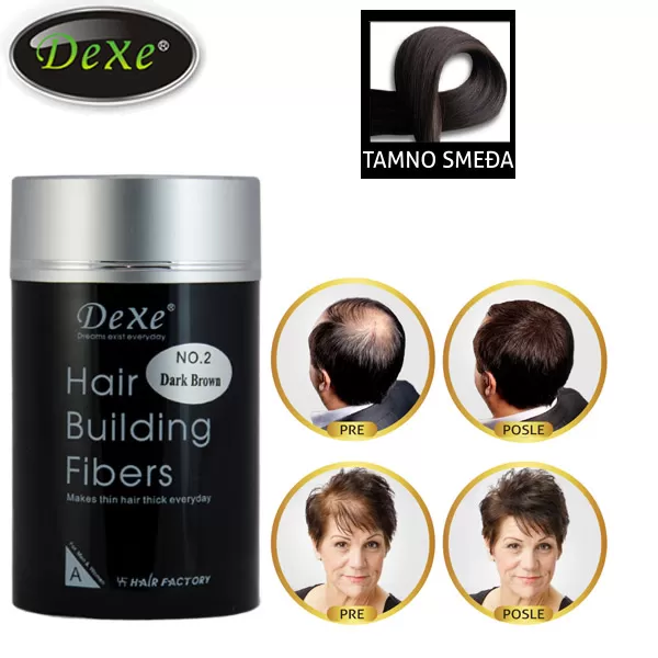 Preparat za proređenu kosu Dexe Hair Building Fibers 22g tamno smeđa
