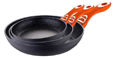 Bergner Tiganji sa mermernom oblogom - Set od 3 kom Renberg orange RB-1023-O