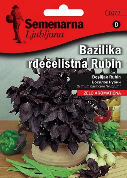 Seme za začinsko bilje 2 kesice - Bosiljak rubin - Ocimum basilicum Semenarna 1077