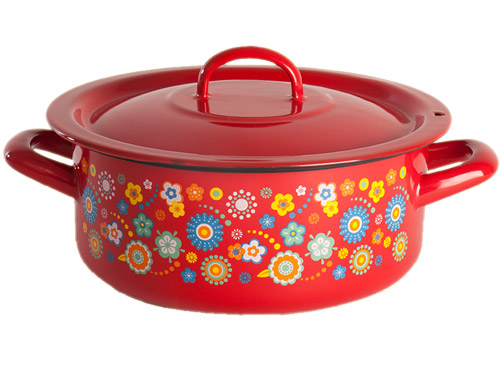 Metalac plitka šerpa sa poklopcem Summer crvena 20cm 123426