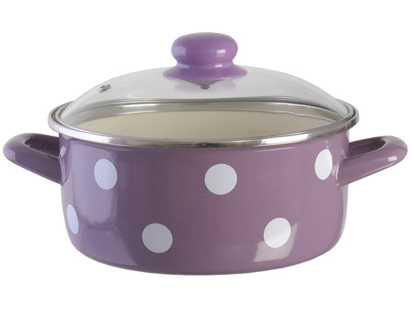 Metalac Plitka šerpa Novum sa poklopcem 20 cm ljubičasta sa tufnama 147640