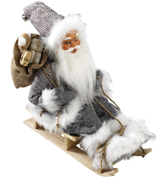 Novogodišnji ukras Deda Mraz na sankama sa torbom