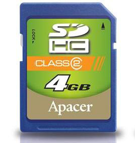 Apacer SD HC class2 4GB (SD 2.0)