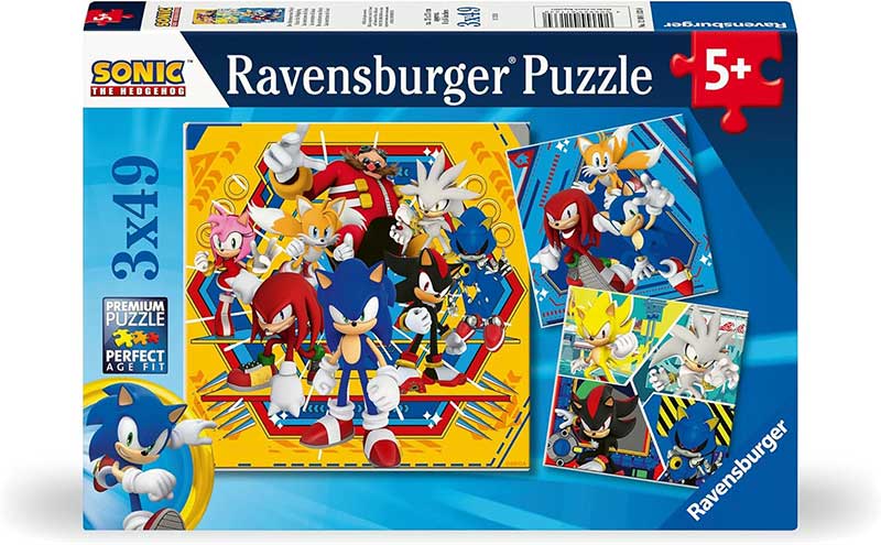 Slagalice puzzle za decu 3x49 delova Sonic the Hedgehog Ravensburger 12001133