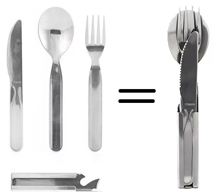 Kikkerland pribor za jelo na kampovanju 4 u 1 CD506