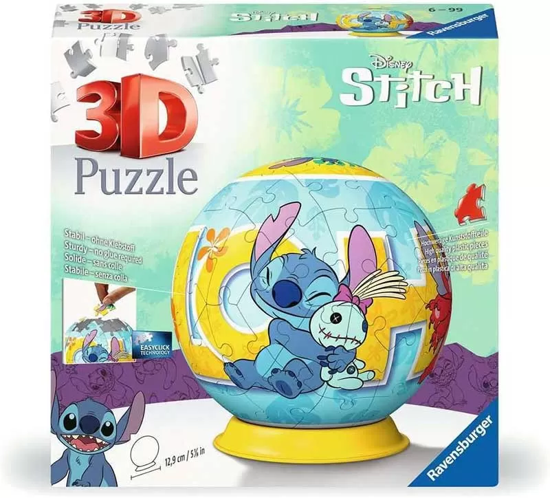 3D Puzzle slagalica Lopta 72 dela Disney Stitch Aloha Ravensburger 11596