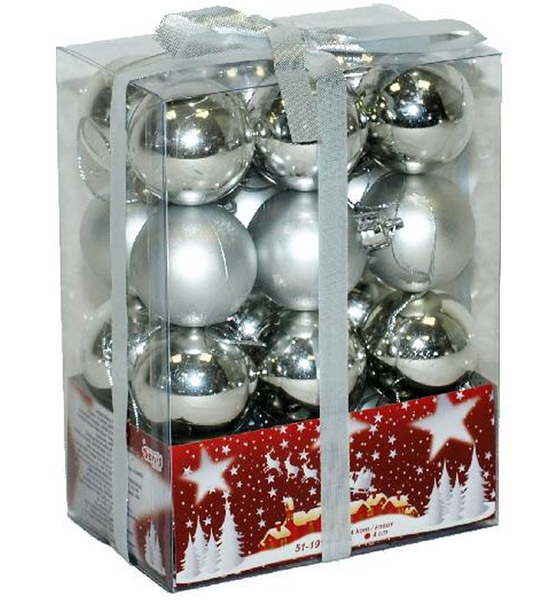 Novogodišnji ukrasi za jelku 24 srebrne kugle