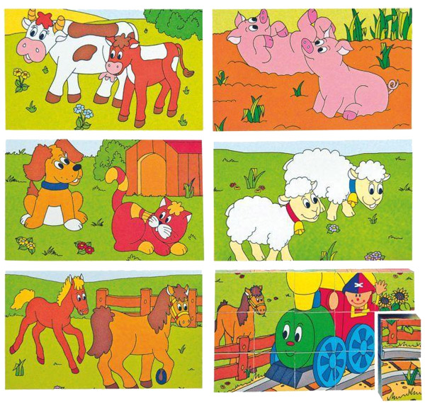 WoodyLand Puzzle - drvene kocke za slaganje šest slika 93004