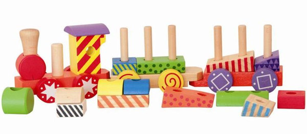 WoodyLand Šareni vozić sa kockama 91122