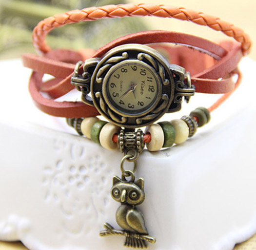 Ručni časovnik Vintage Sova Orange