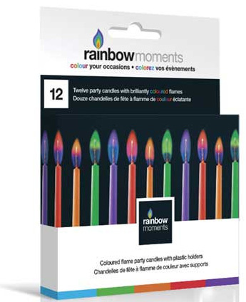 Ukrasne rođendanske svećice sa plamenom u boji Rainbow Moments BDAY-A-12