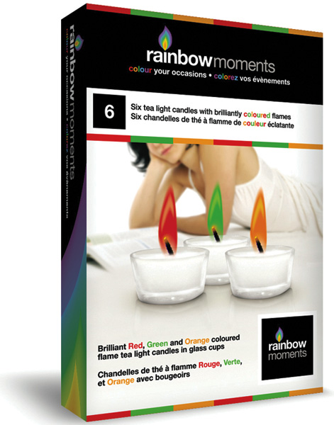 Ukrasne  svećice u staklenim posudama sa plamenom u boji Rainbow Moments TLGL-M-06