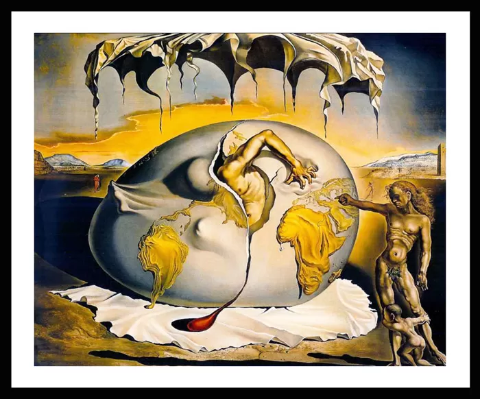 Reprodukcija slike sa paspartuom Geopoliticus Child Watching the Birth of the New Man (The Egg) Salvador Dali