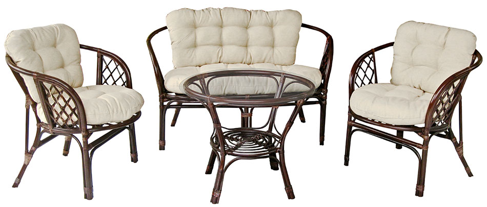 Bambus Ratan Prirodna Garnitura Barbados - Braon - Bež