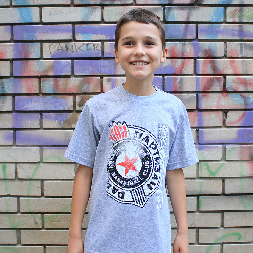 Dečija Majica Najbolji tim to svako zna KK Partizan 6 Siva