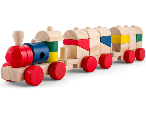 Vozić od drvenih kockica Pino Toys express 7265-2