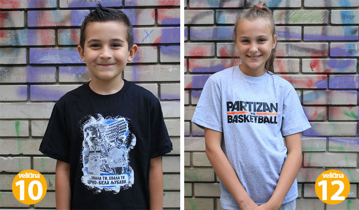 Akcija 2 za 1200 din Decije majice KK Partizan veličine 10 i 12