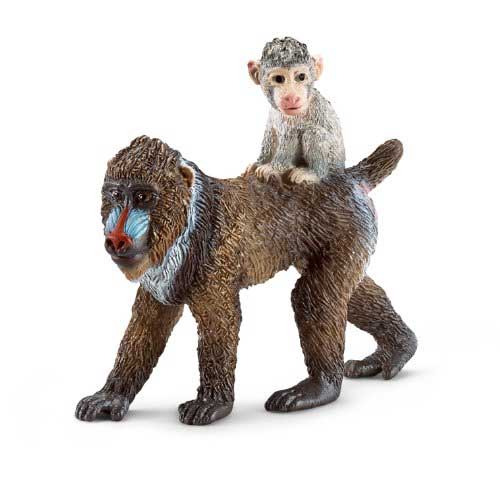 Schleich Divlje Životinje - Majmun mandril, ženka sa mladunčetom 14716