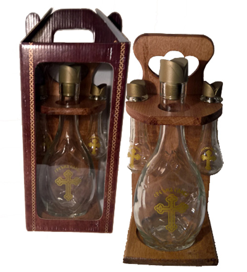 Flaša sa dva čokanja na stalku