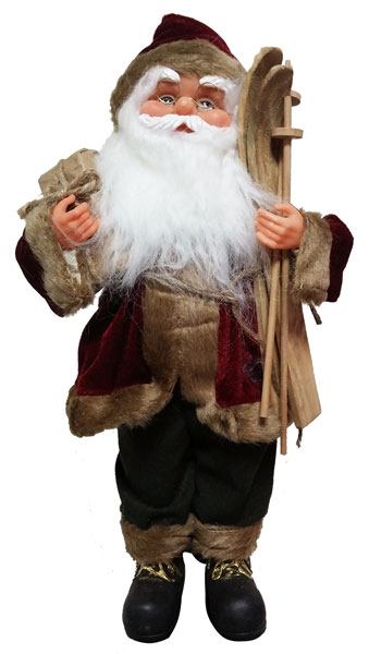 Novogodišnji ukras Deda Mraz sa skijama visina 41cm