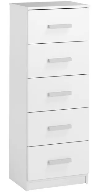 Komoda Rosto 5 fioka uska bela