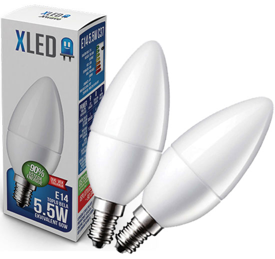 Led Sijalica XLED E14 5.5W Toplo bela 470Lm 21182 2kom.