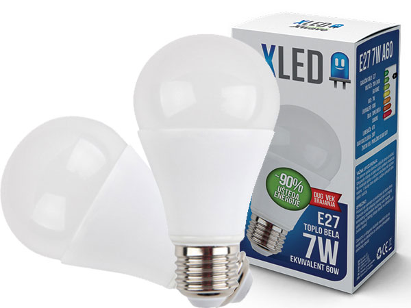 LED Sijalica XLED E27 7W Toplo bela 640Lm 21178 2kom.
