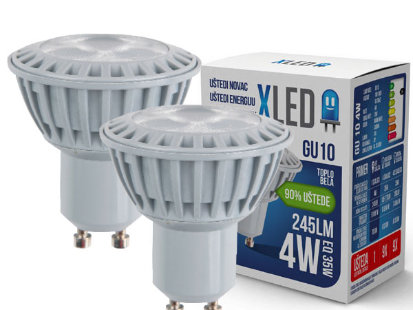 LED sijalica XLED GU10 4W 220V Toplo bela 245Lm 21186 2kom.