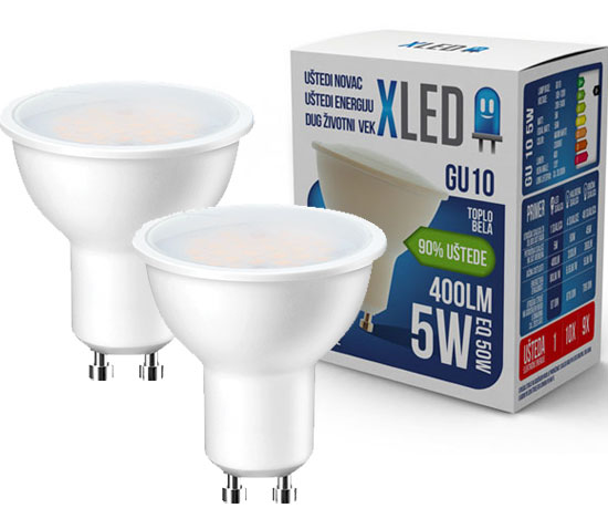 LED sijalica XLED GU10 5W 220V Toplo bela 400Lm 21187 2kom.