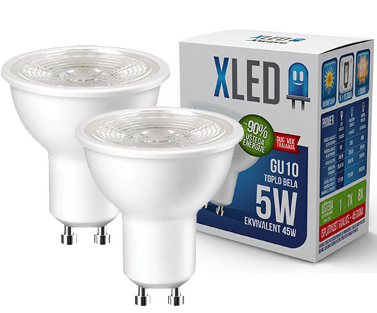 LED Sijalica XLED GU10 5W 220V Toplo bela 400Lm 22418 2kom.