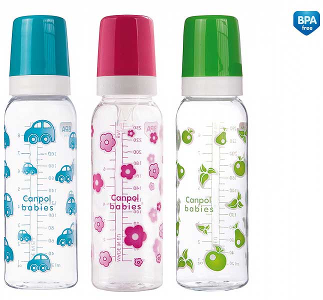 Canpol bebi flašica 250 ml plava/roze/zelena 11/810