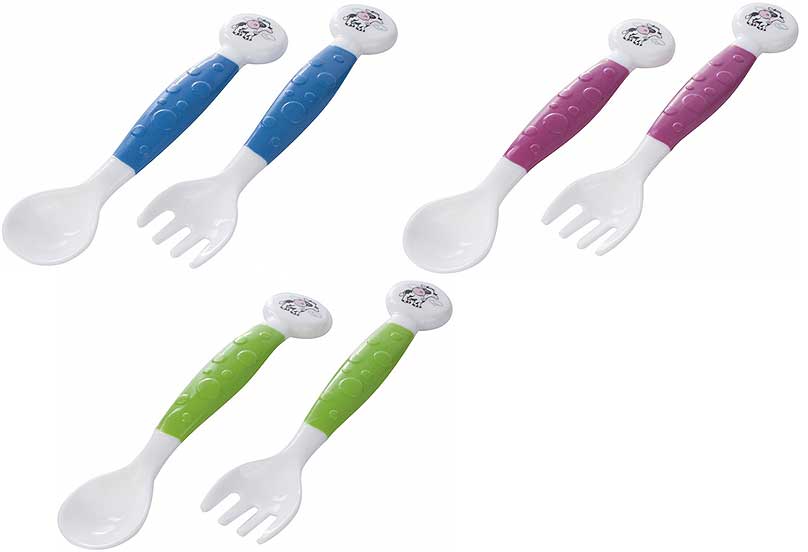 Canpol Set fleksibilnog pribora za jelo za decu - kašika i viljuška Kravica 56/580