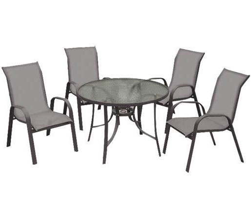 Baštenska Garnitura Lycia Grey 4 Stolice i Sto Sa Staklom