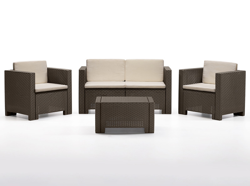 Baštenska Garnitura Colorado Braon - 2 Fotelje, Dvosed i Sto