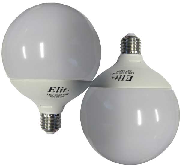 Dve LED G120 sijalice 3000K 15W E27 Elit+ EL 1393