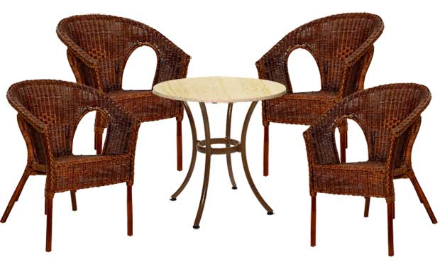 Garnitura Ton Light Prirodni Ratan 4 Fotelje + Sto