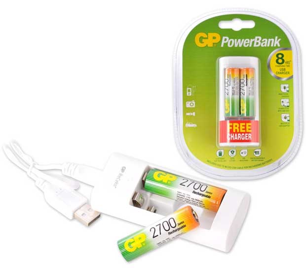 GP Punjač sa dve punjive baterije U211-270AAHCWA12F-UE2