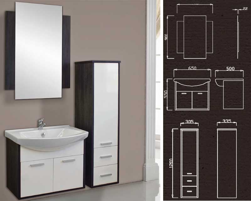 Kupatilski set Vega Plus 650 sa umivaonikom, ogledalom i ormarićem - Image 1