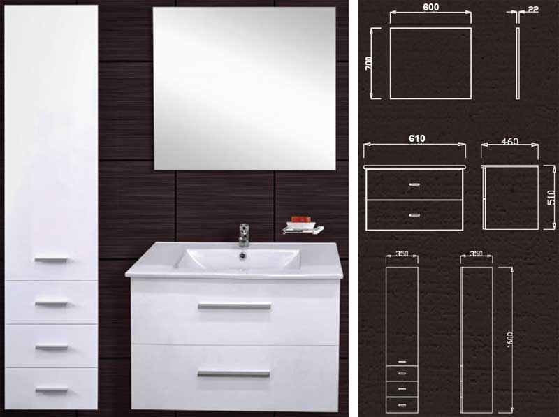 Kupatilski set Venera 1000 sa umivaonikom, ogledalom i ormarićem