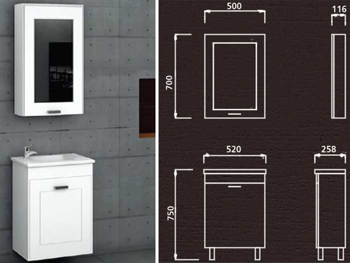 Kupatilski set Merkur Mini sa umivaonikom i ogledalom