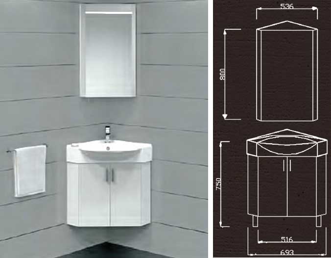 Kupatilski ugaoni set Corner sa umivaonikom i ogledalom