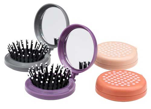 Sklopiva četka za kosu sa ogledalom siva