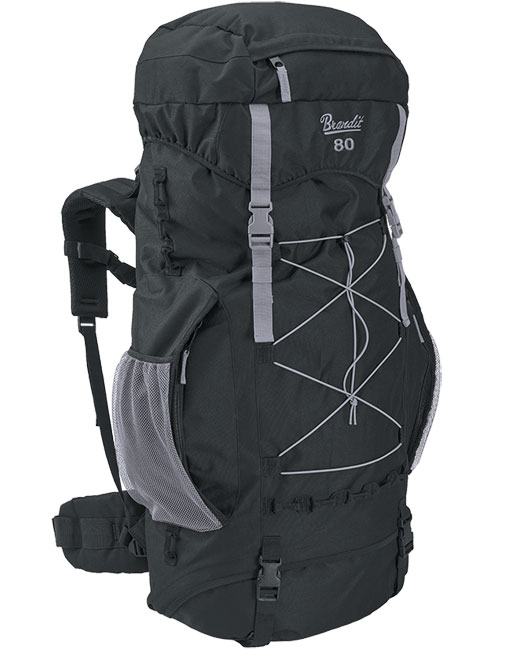 Planinarski ranac Brandit Aviator sa ojačanjima 80 litara crni BR 8017