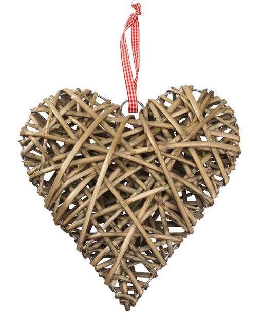 Novogodišnja dekoracija Srce od vrbe 24cm braon