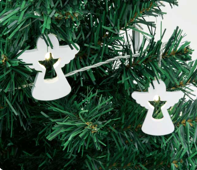 Lampice za jelku sa Andjelima od drveta - Image 1