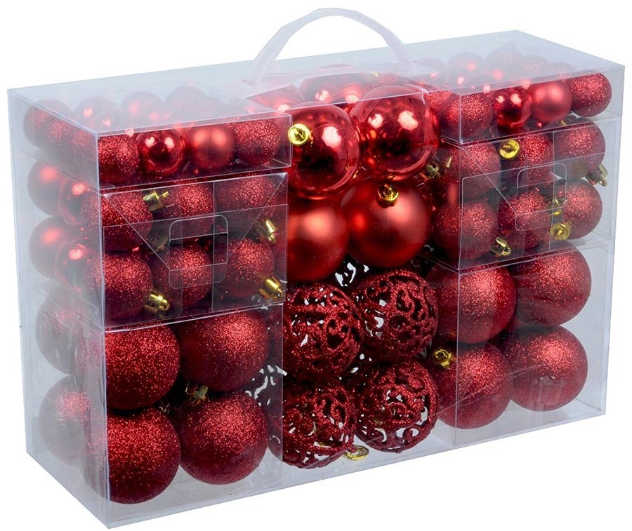 Crveni ukrasi za jelku komplet 100 komada